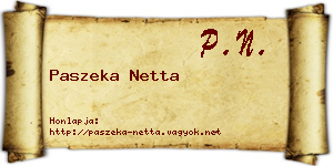 Paszeka Netta névjegykártya